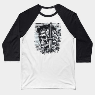 Sworded Blossom Skull Baseball T-Shirt